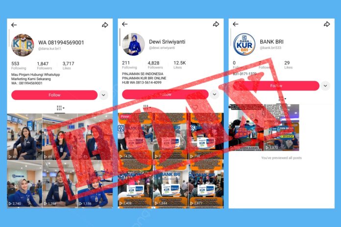 Tangkapan layar oknum yang mengatasnamankan BRI
